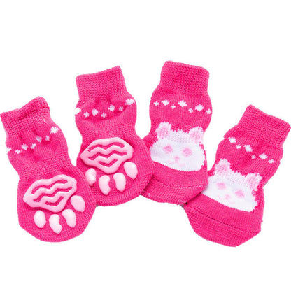 4Pcs Set Knitted Pet Socks